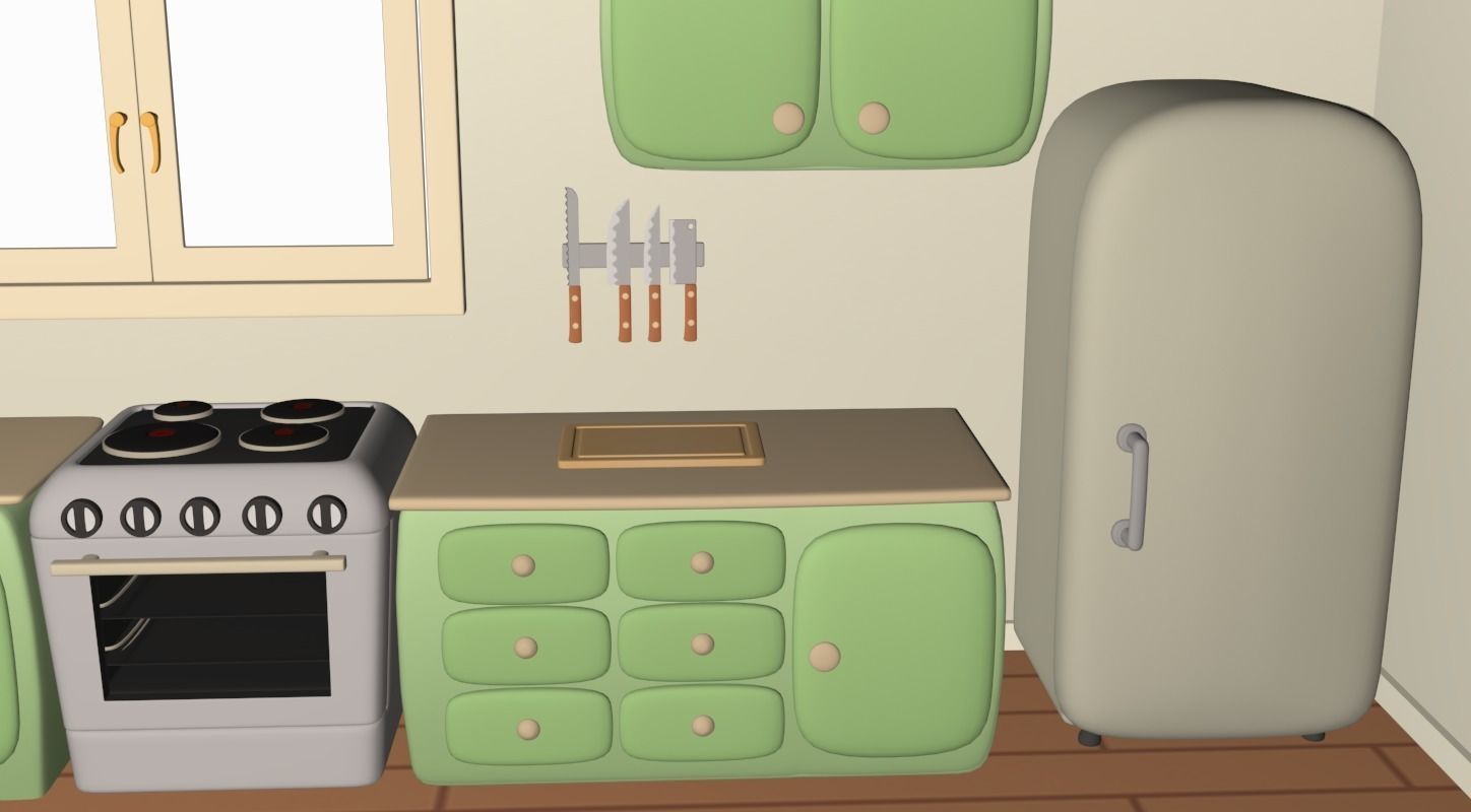 Cartoony Kitchen 3D model_2