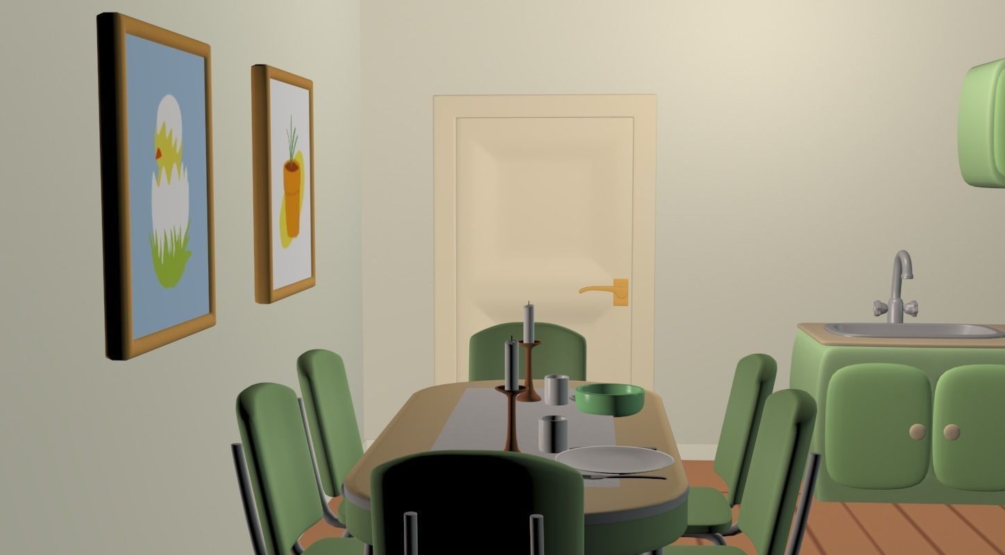 Cartoony Kitchen 3D model_5