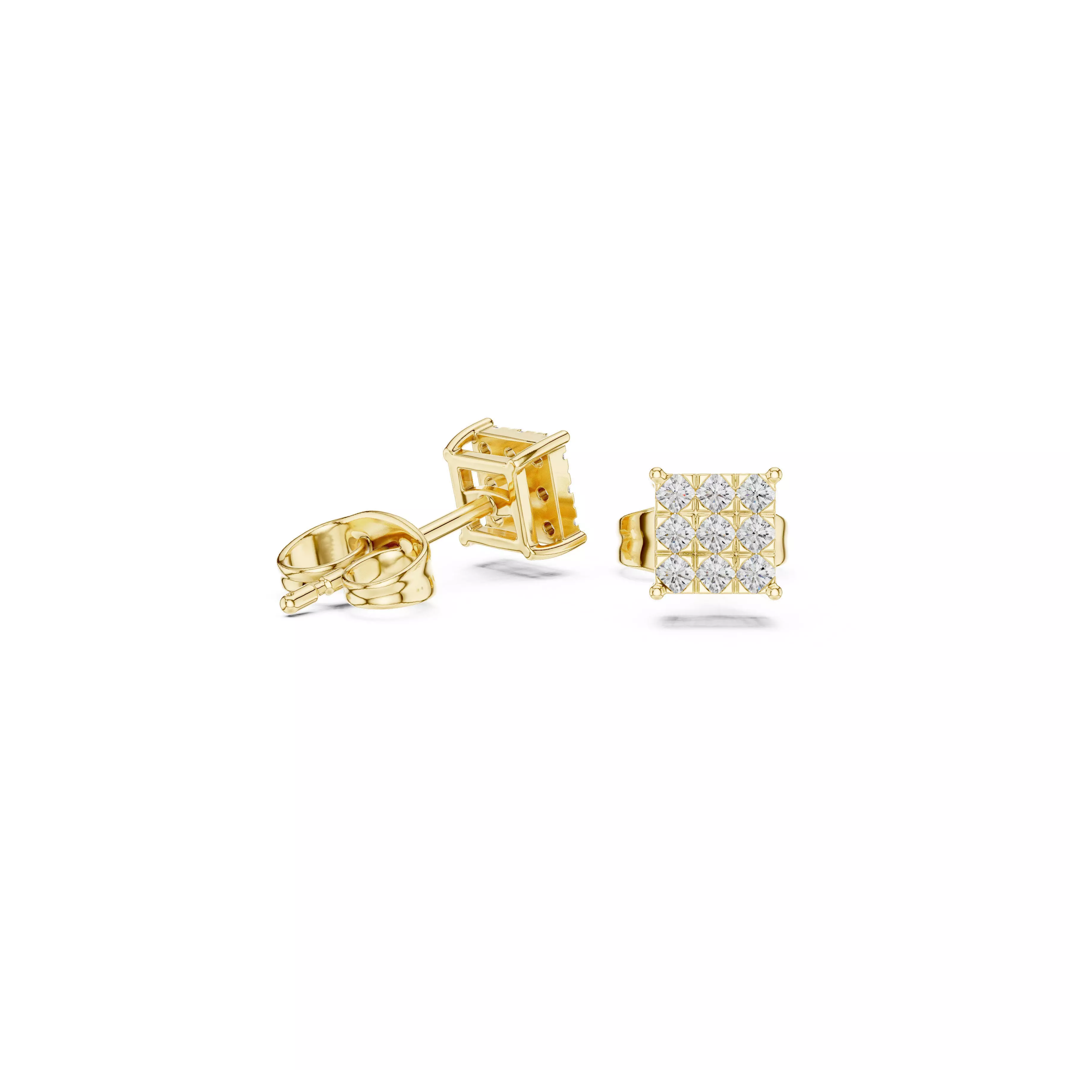 Jewelry Square Diamond Cluster Stud Earring Minimal Studs CAD 3D print model