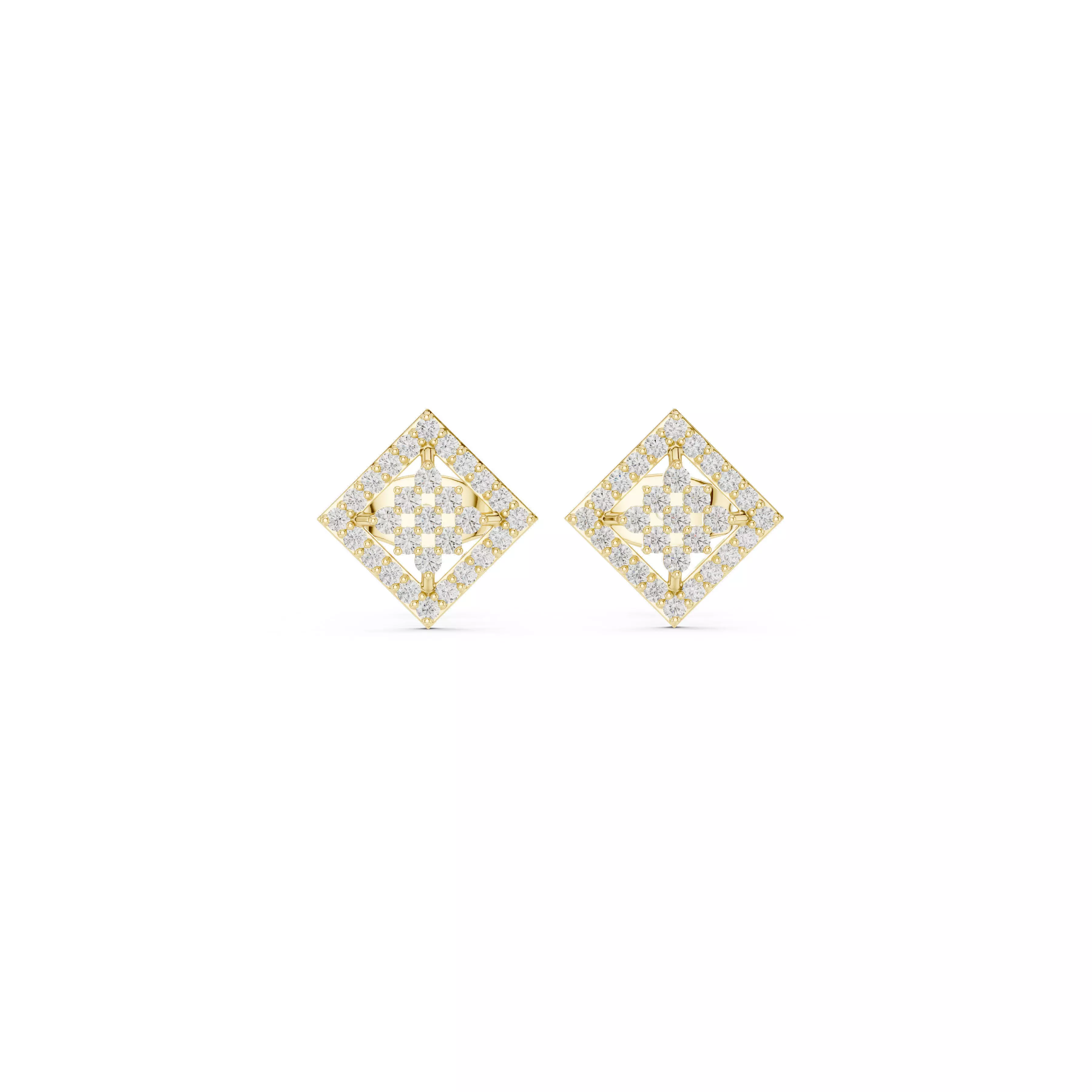 Jewelry Diamond Frame Stud Earrings Square Halo Studs 3D print model