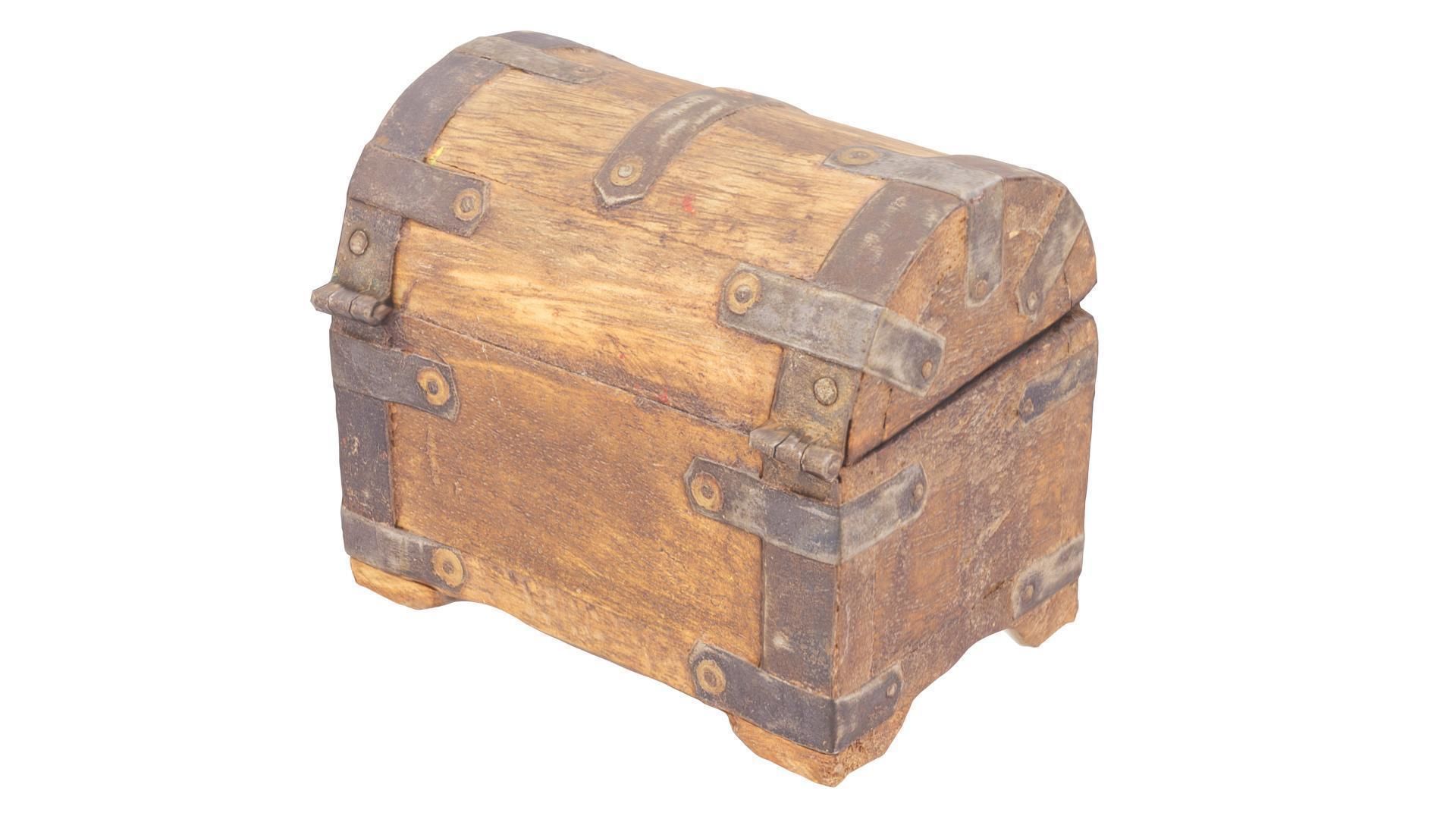 Wooden Treasure Chest - High and Low Poly versions Low-poly 3D model_3