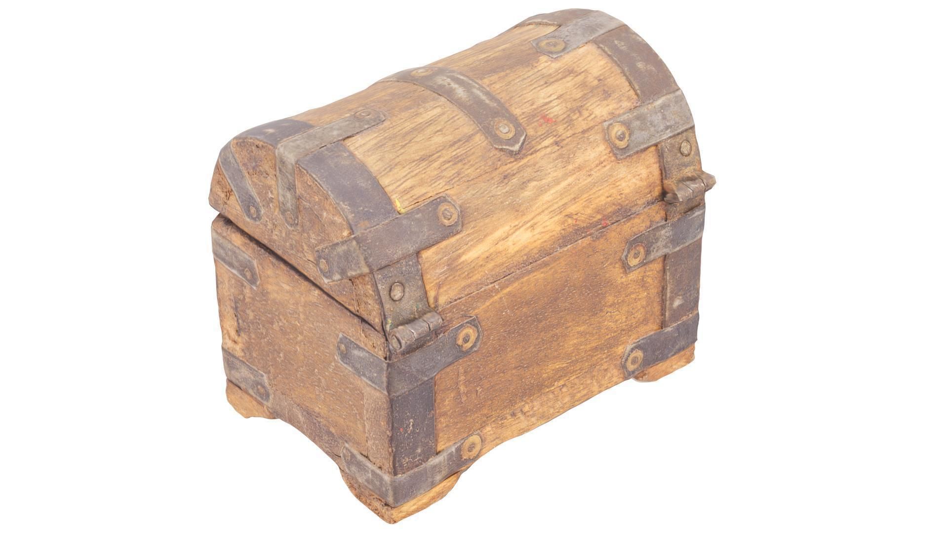 Wooden Treasure Chest - High and Low Poly versions Low-poly 3D model_4