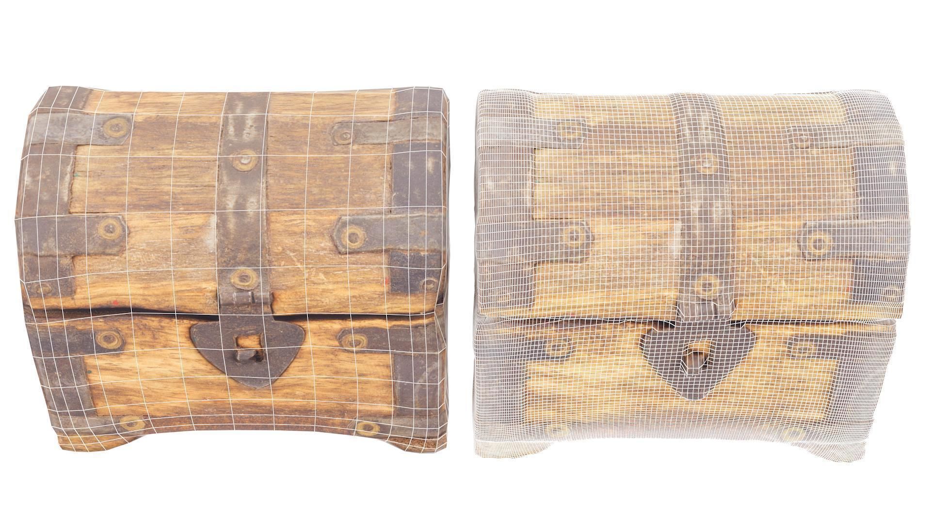 Wooden Treasure Chest - High and Low Poly versions Low-poly 3D model_1