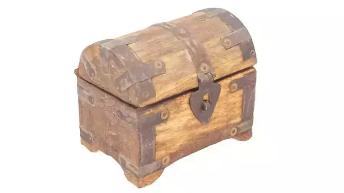 Wooden Treasure Chest - High and Low Poly versions Low-poly 3D model