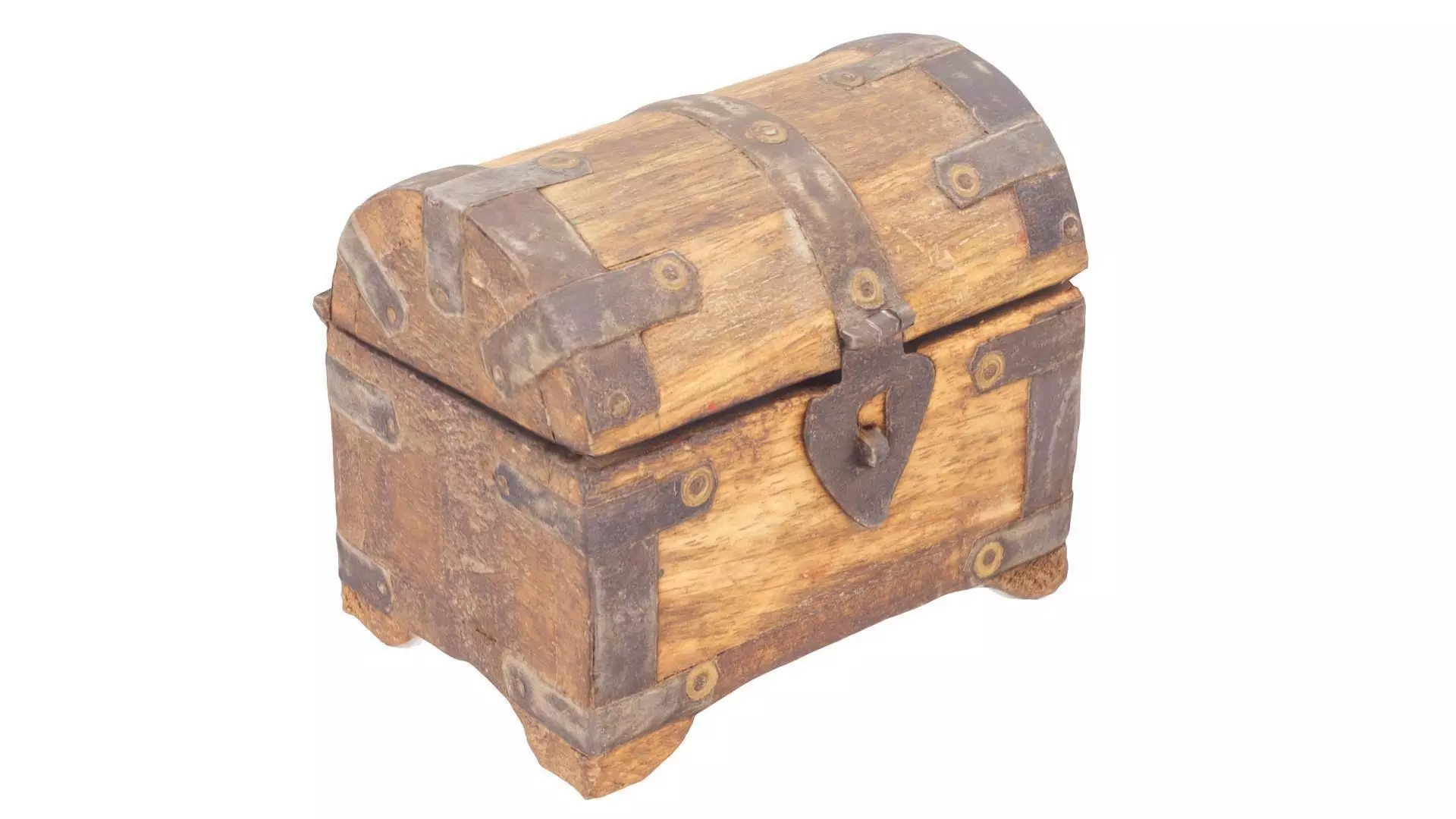 Wooden Treasure Chest - High and Low Poly versions Low-poly 3D model_0