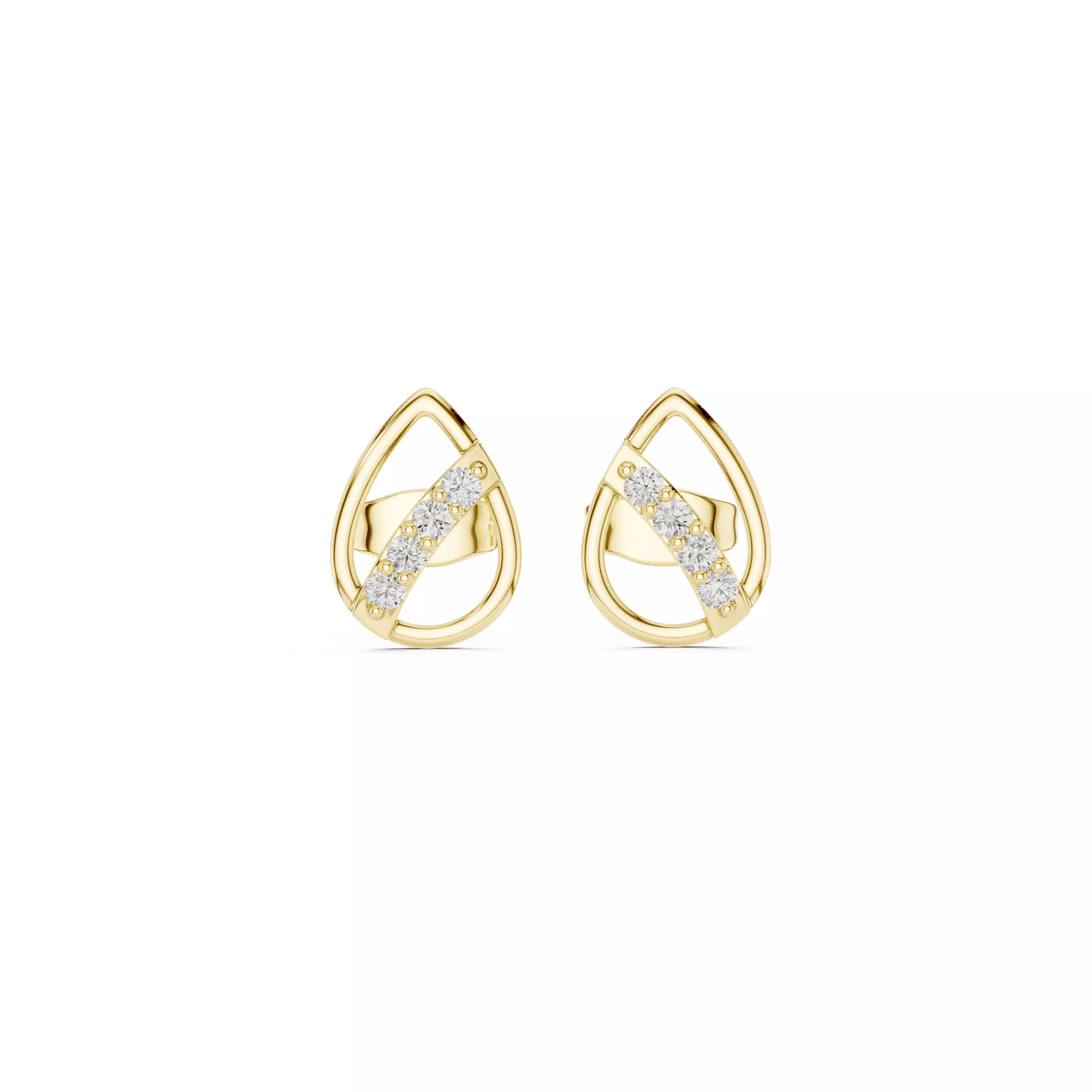 Jewelry Modern Teardrop Diamond Stud Earrings Drop Shape Studs 3D print model