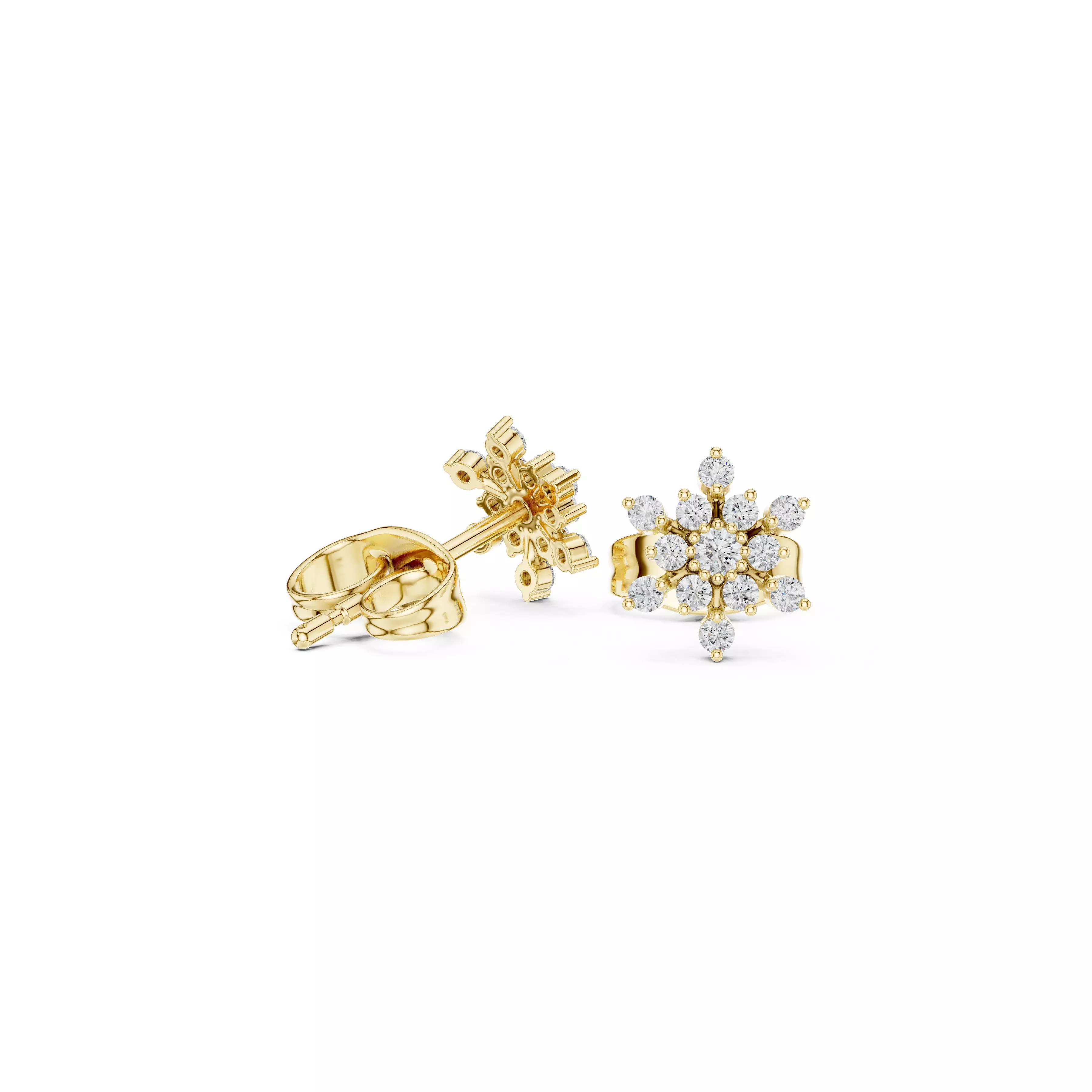 Jewelry Snowflake Diamond Stud Earrings Floral Studs CAD 3D print model
