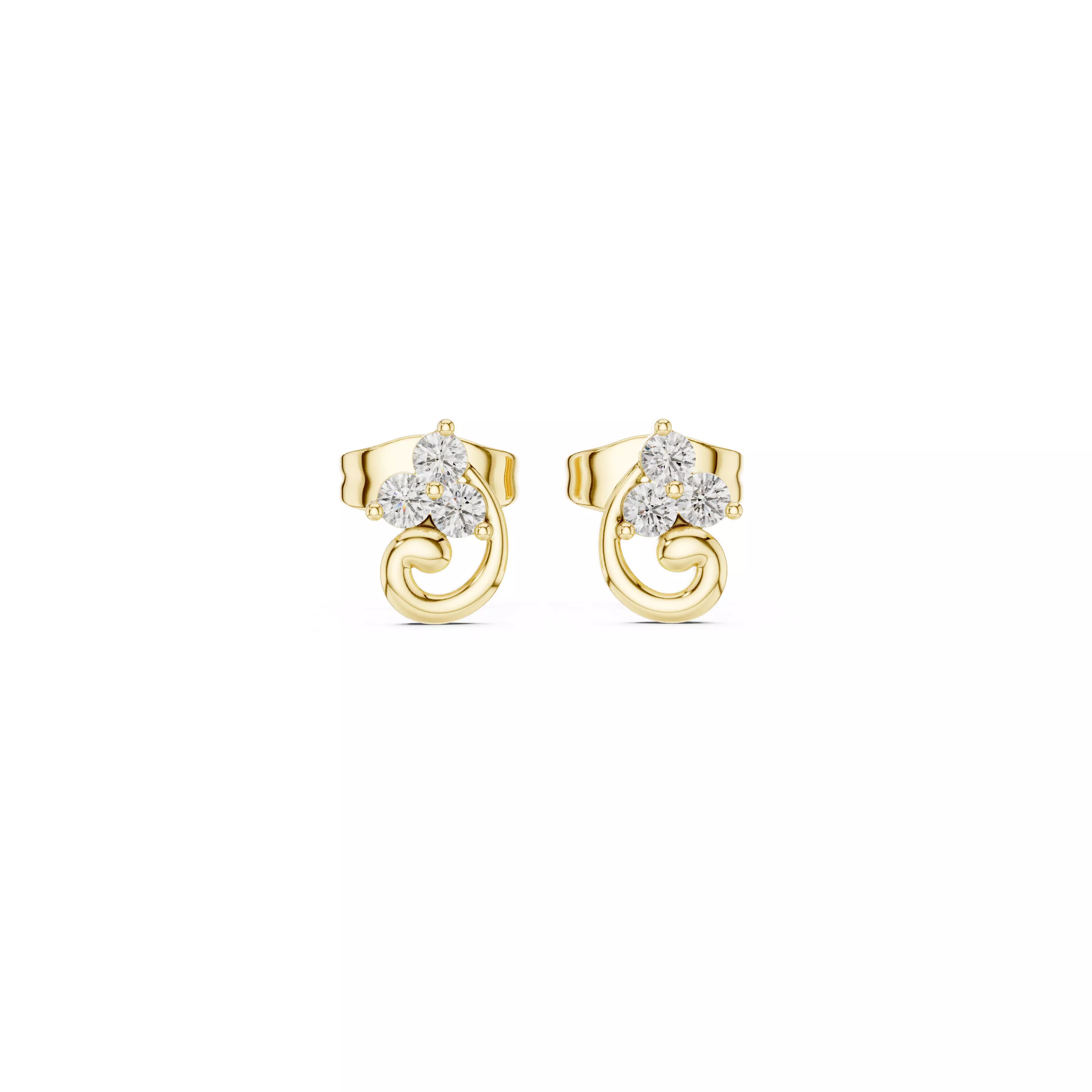 Jewelry Minimal Spiral Diamond Stud Earrings Modern Swirl Studs 3D print model