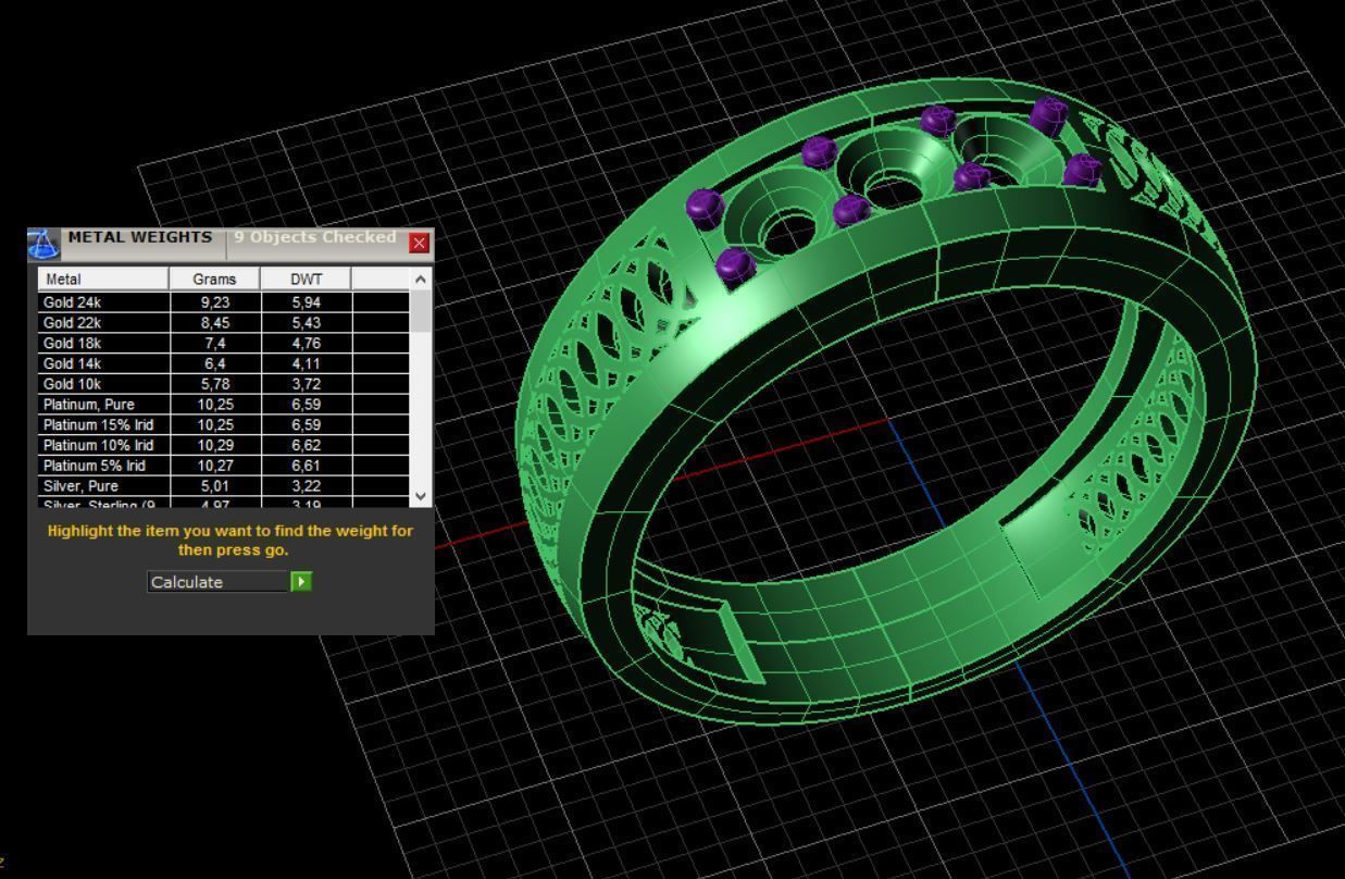 Ring wedding gold with sapphires and diamonds 3D print model_1