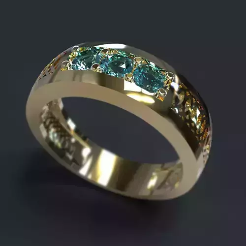 Ring wedding gold with sapphires and diamonds 3D print model