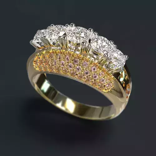 Ring gold with diamonds 3D print model