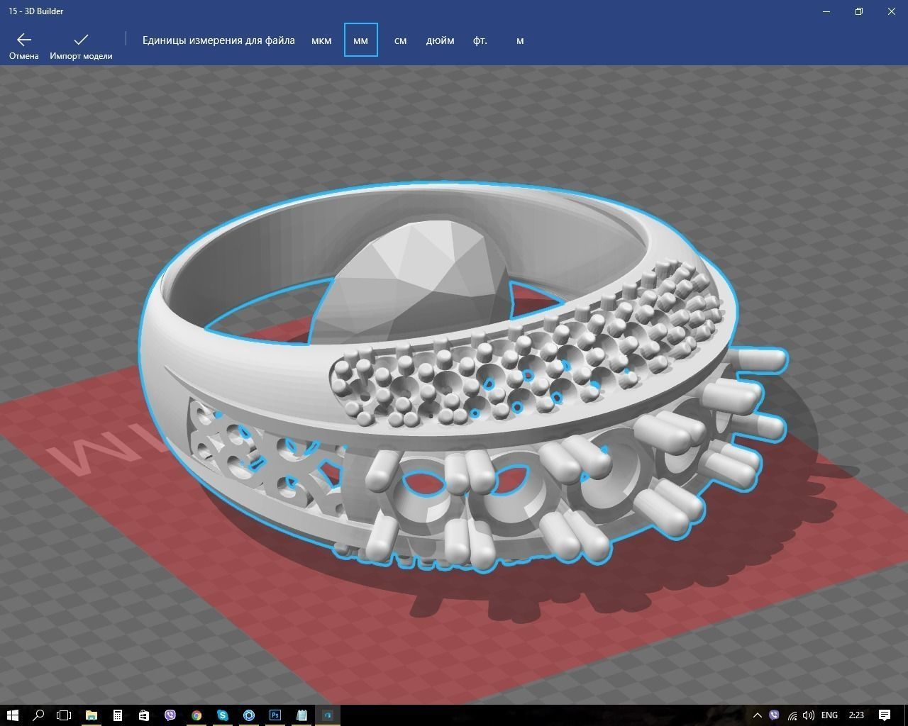 Ring gold with diamonds 3D print model_1