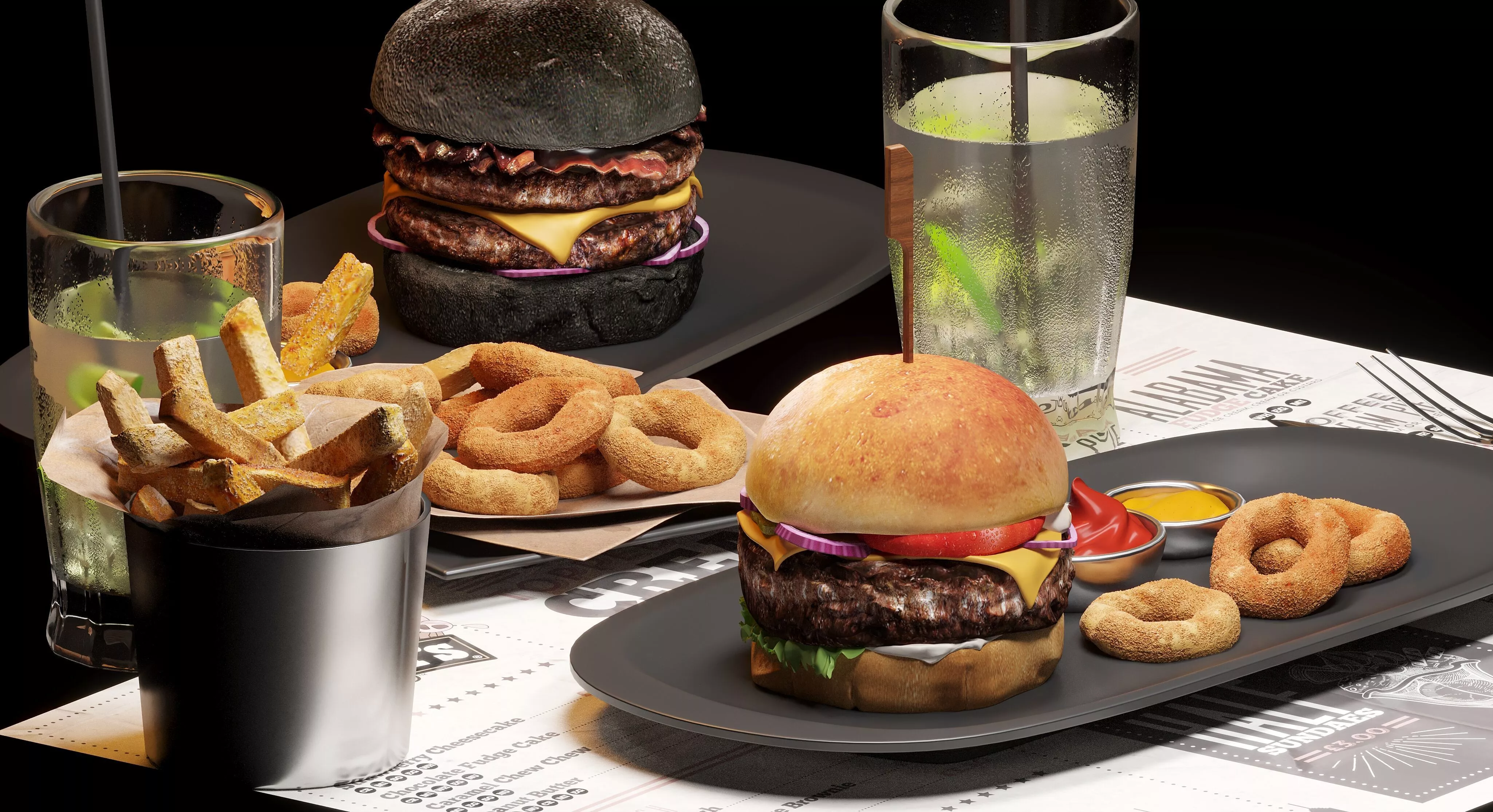 Realistic Fast Food Set Free 3D model