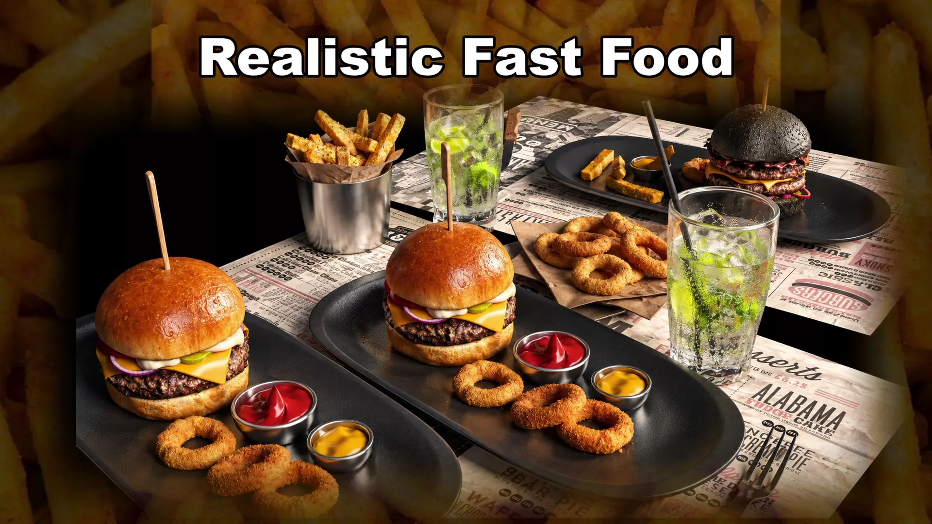 Realistic Fast Food Set 3D model