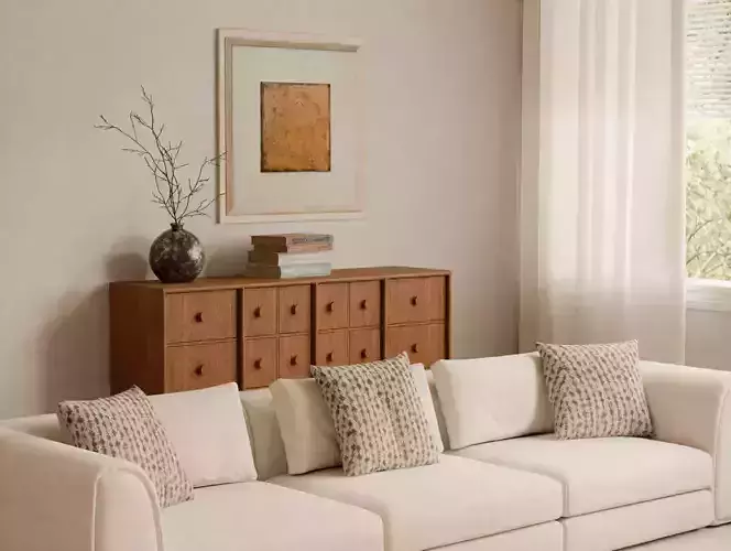 Warm Wood Living Room 3D model 2