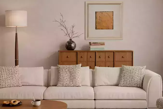 Warm Wood Living Room 3D model 3