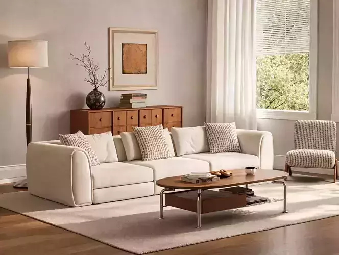 Warm Wood Living Room 3D model
