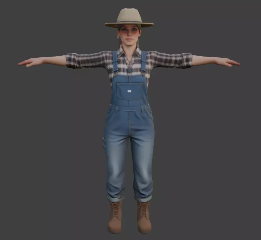 Realistic Female Farmer 3D Model 3D model