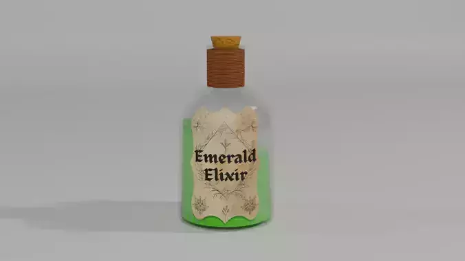 Stylized Emerald Elixir Potion Bottle