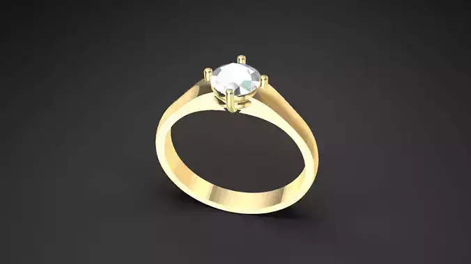 Golden Ring With Diamond Head