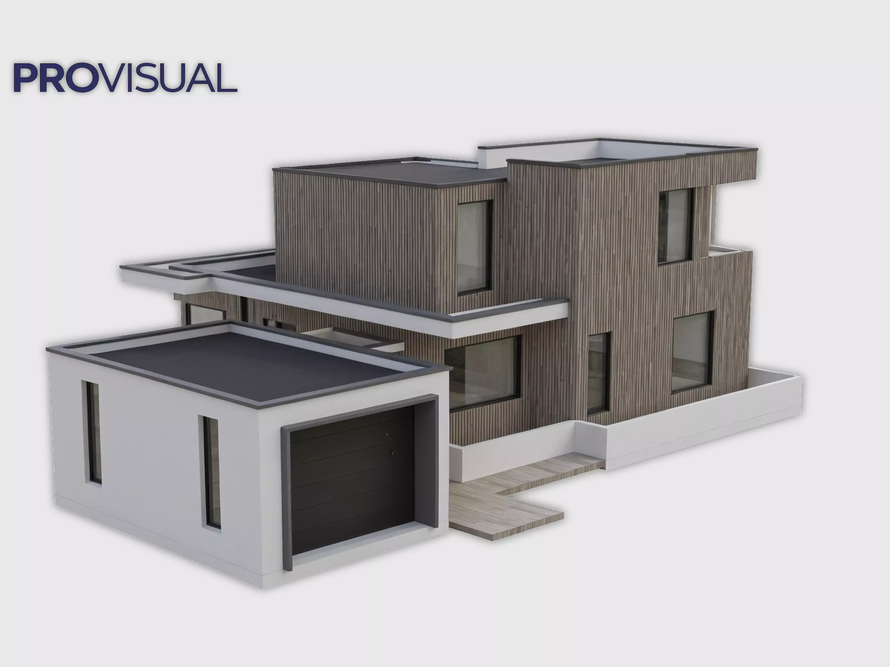 Mediterranean Modern House 3D Model 2 Story Villa with Garage 3D model