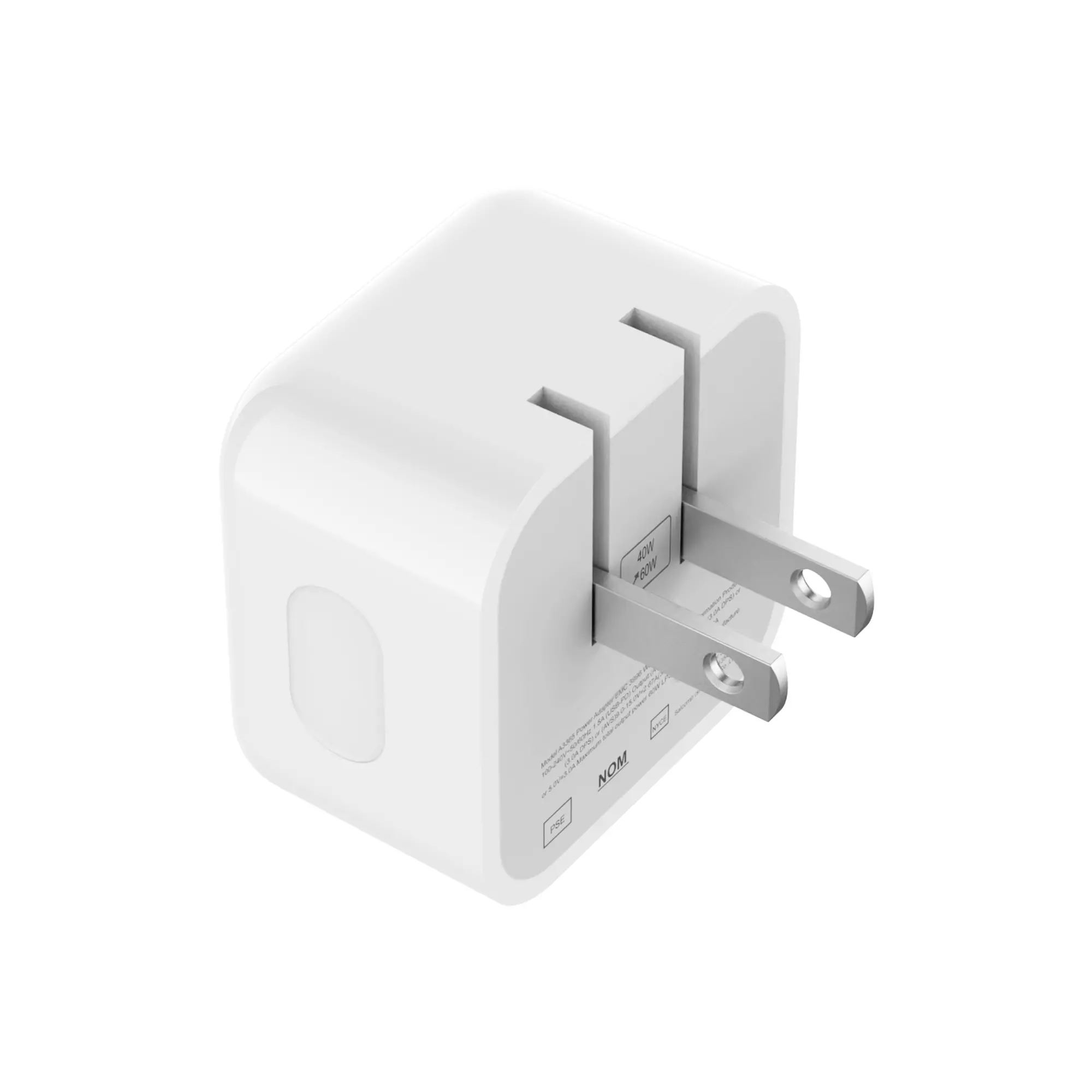 US Plug USB-C 40W Fast Charger 3D Model - Type-C Wall Adapter 3D model
