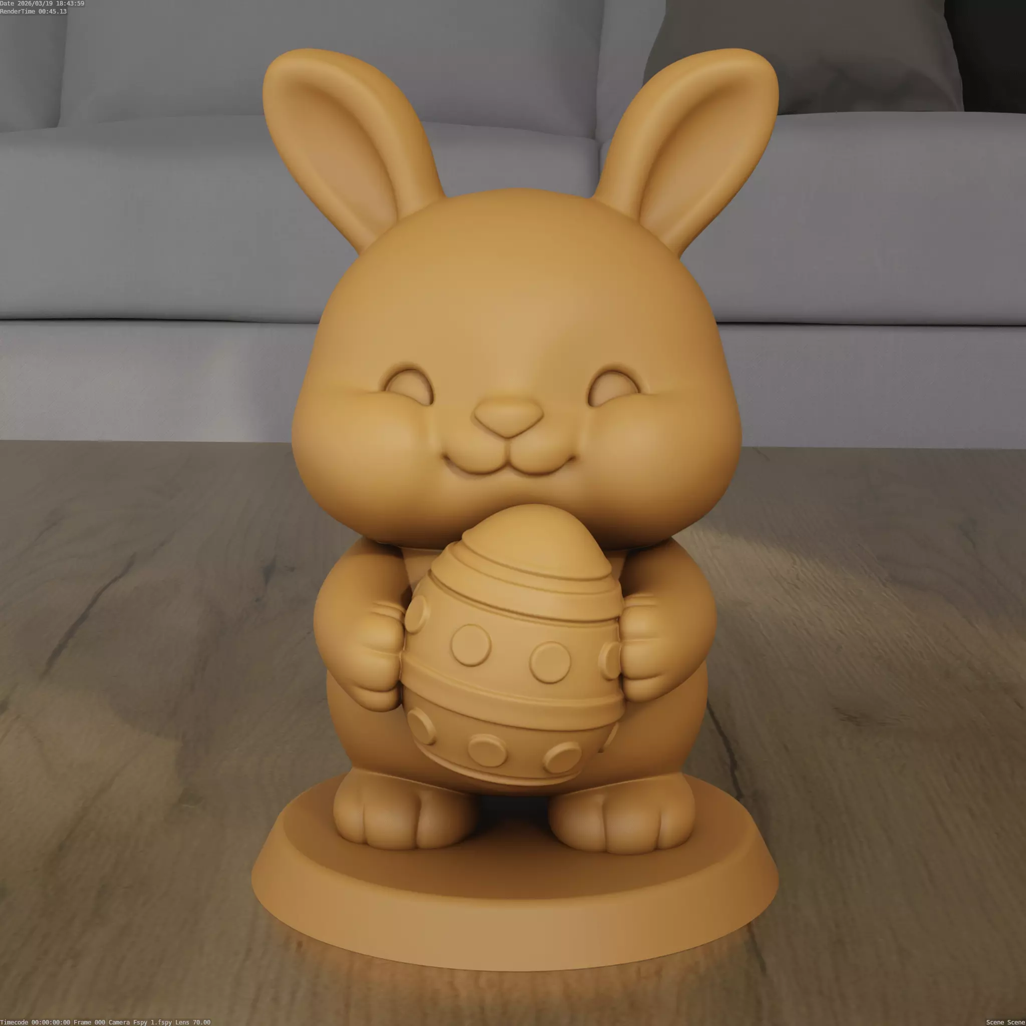 Cute Easter Bunny Holding Egg Desk companion 3D Print STL 3D print model