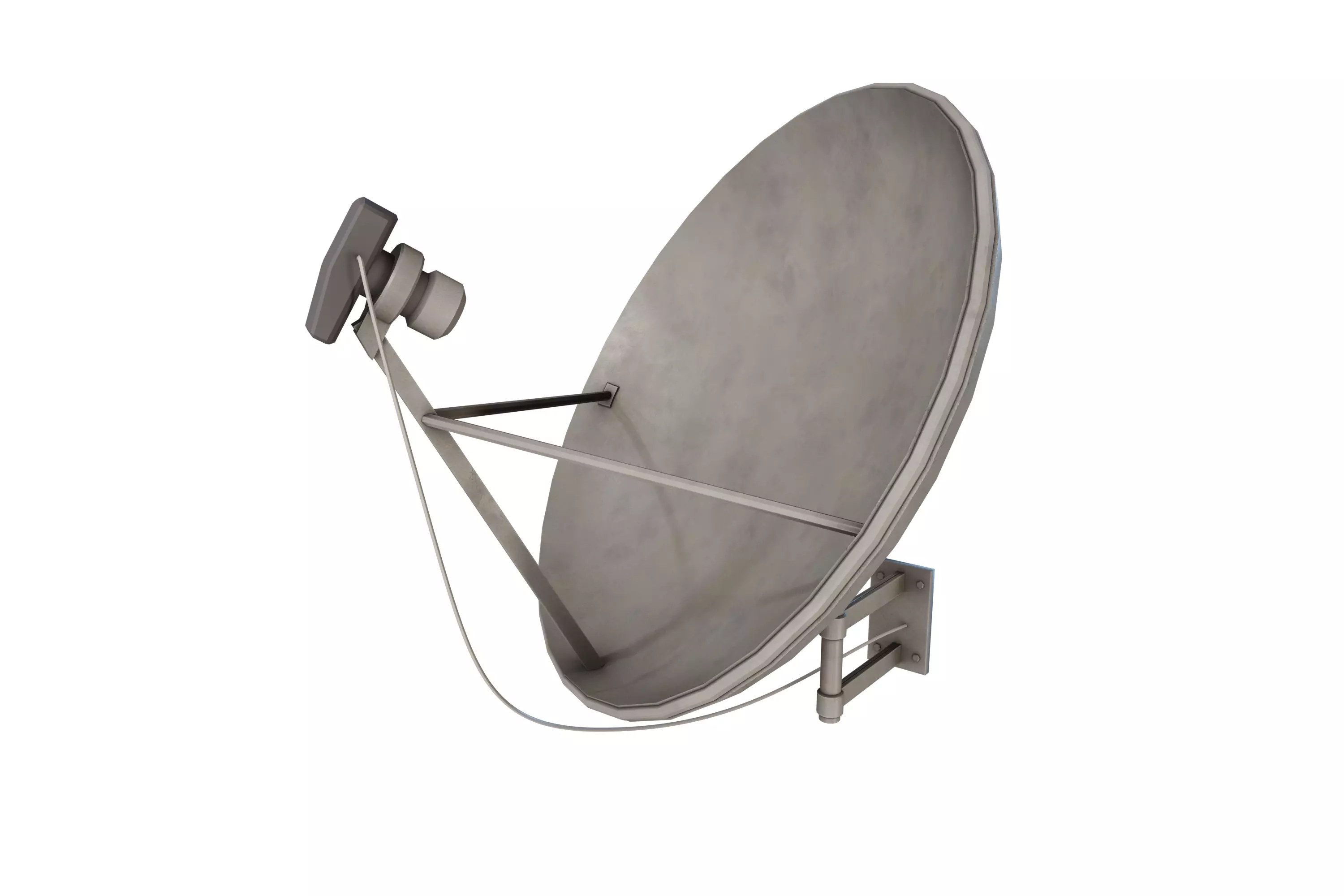 Versatile Satellite Dish with Wall Low-poly 3D model