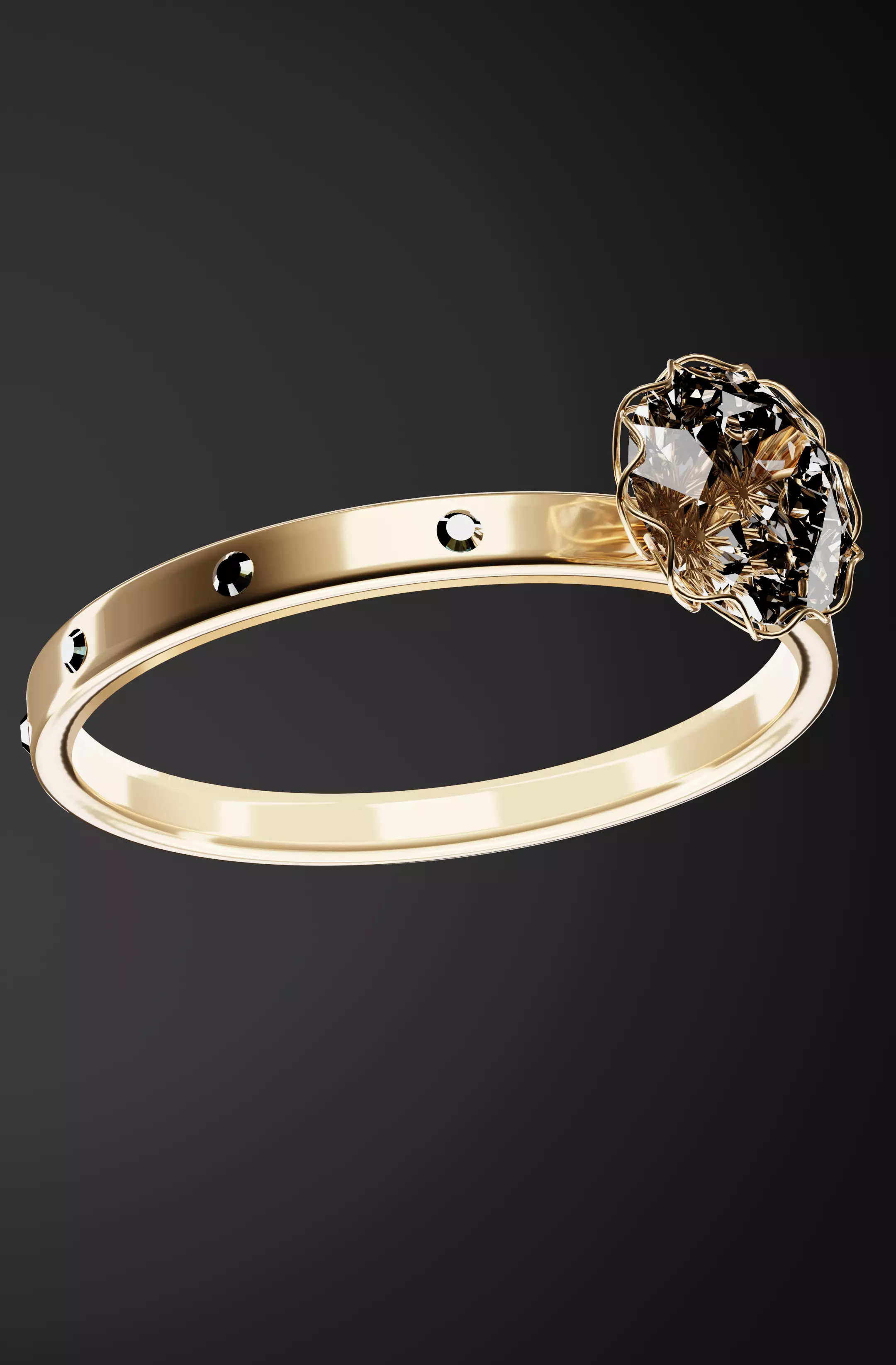 Luxury Gold Ring with Diamond Low-poly 3D model