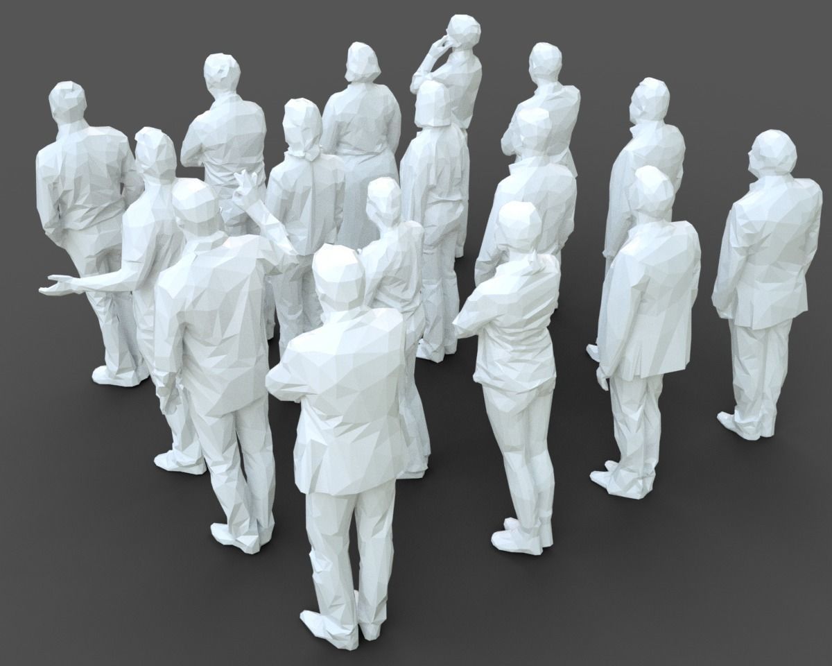 16 Stylized Human Statues Pack V2 Low-poly 3D model_3