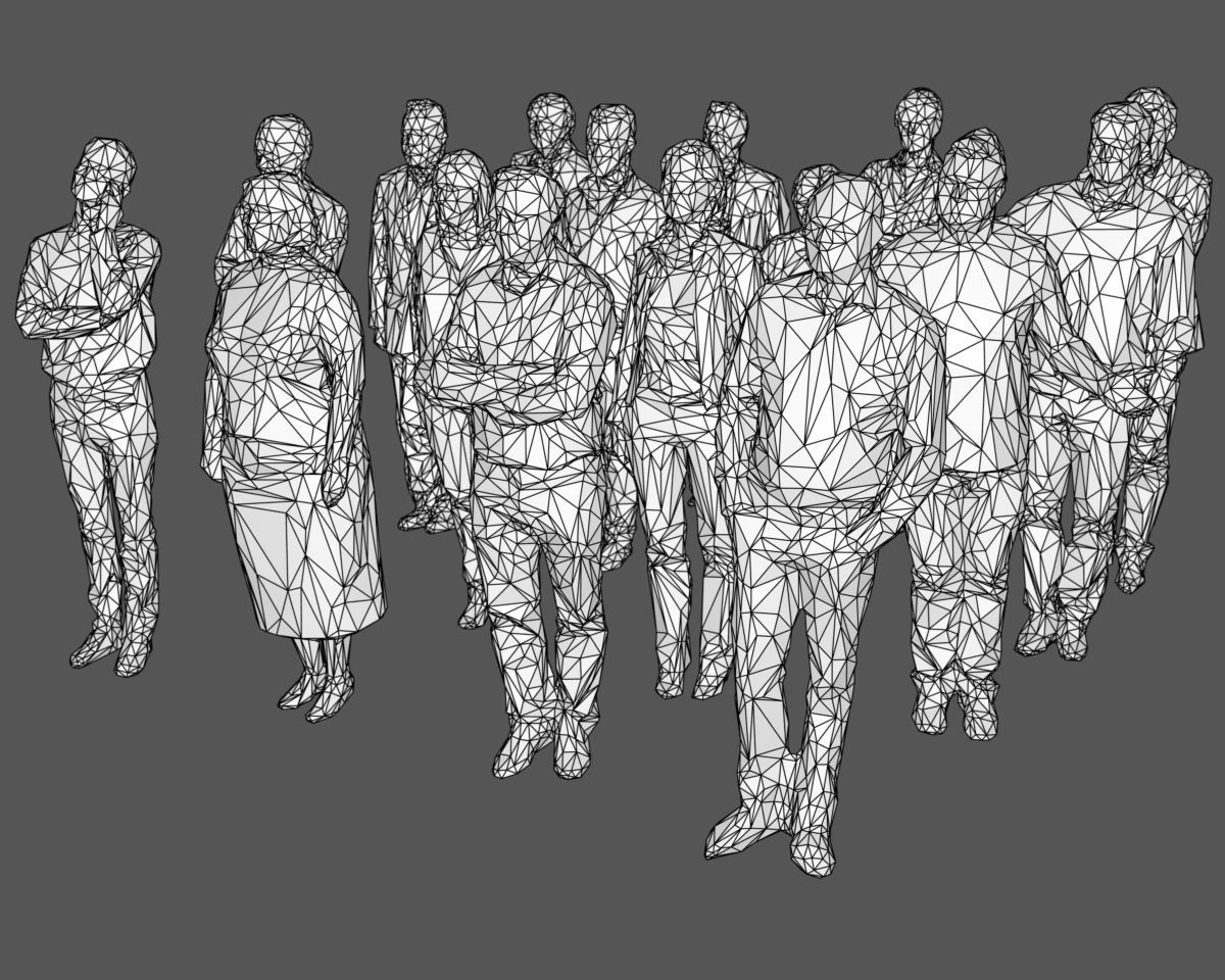 16 Stylized Human Statues Pack V2 Low-poly 3D model_6