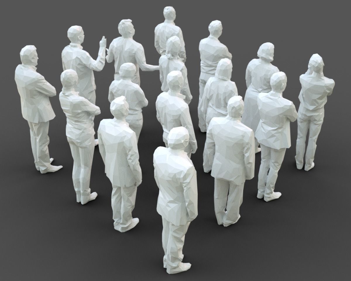 16 Stylized Human Statues Pack V2 Low-poly 3D model_5