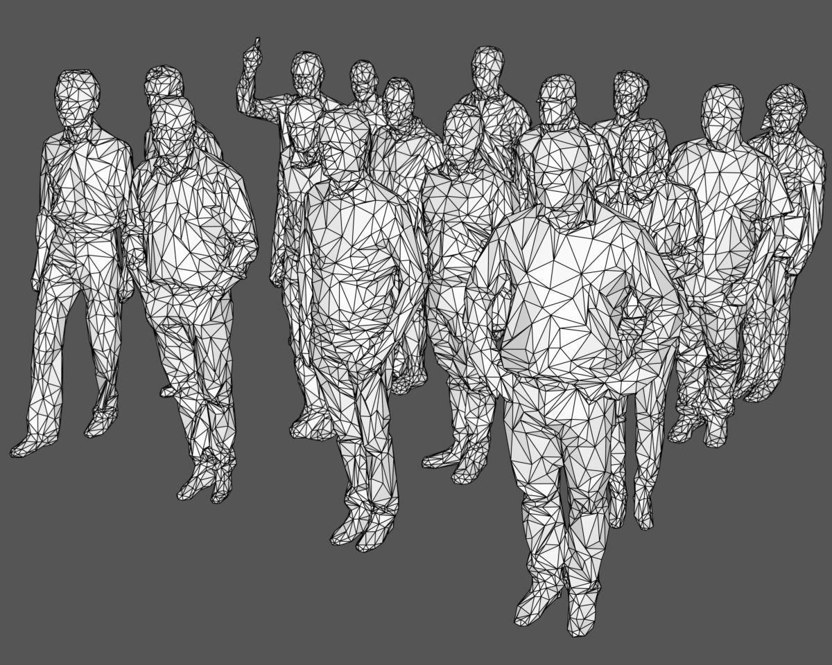 3D model 16 Stylized Human Statues Pack V3 VR / AR / low-poly | CGTrader
