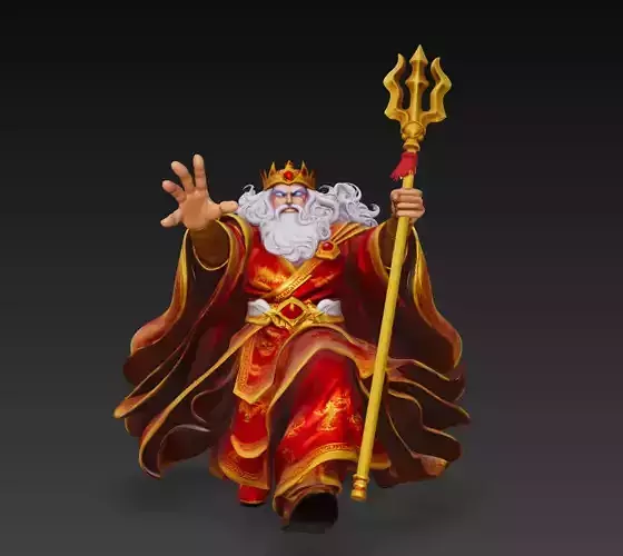 Stylized Mythological King God Character 3D Model