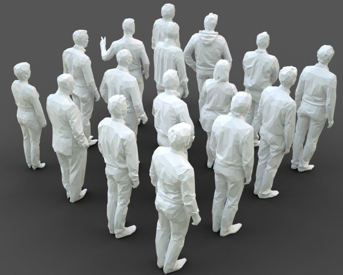 16 Stylized Human Statues Pack V4 Low-poly 3D model_2