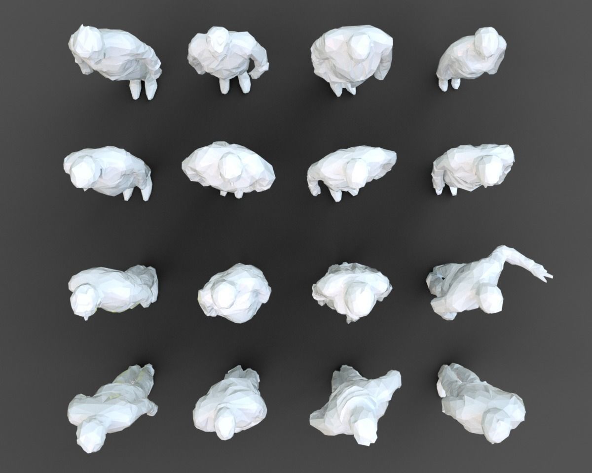 16 Stylized Human Statues Pack V4 Low-poly 3D model_1