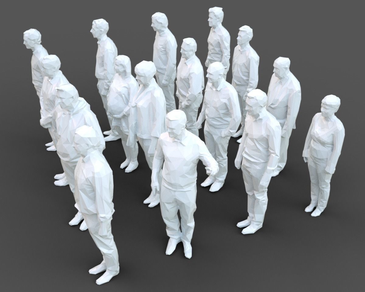 16 Stylized Human Statues Pack V4 Low-poly 3D model_4