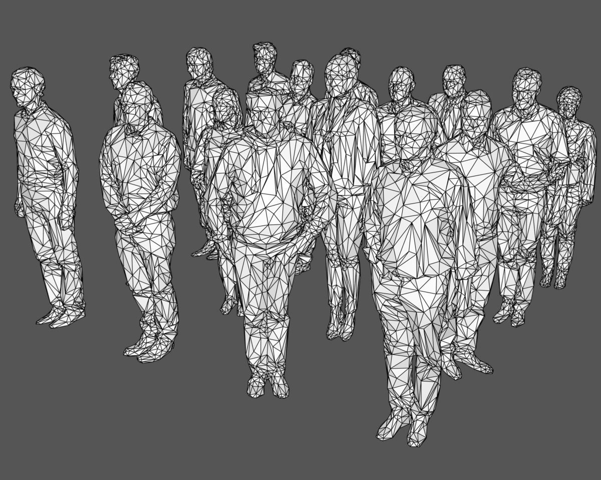 16 Stylized Human Statues Pack V4 Low-poly 3D model_6