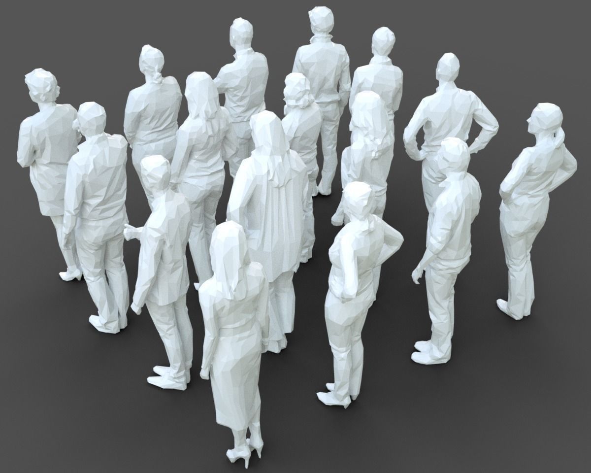 16 Stylized Human Statues Pack V5 Low-poly 3D model_3