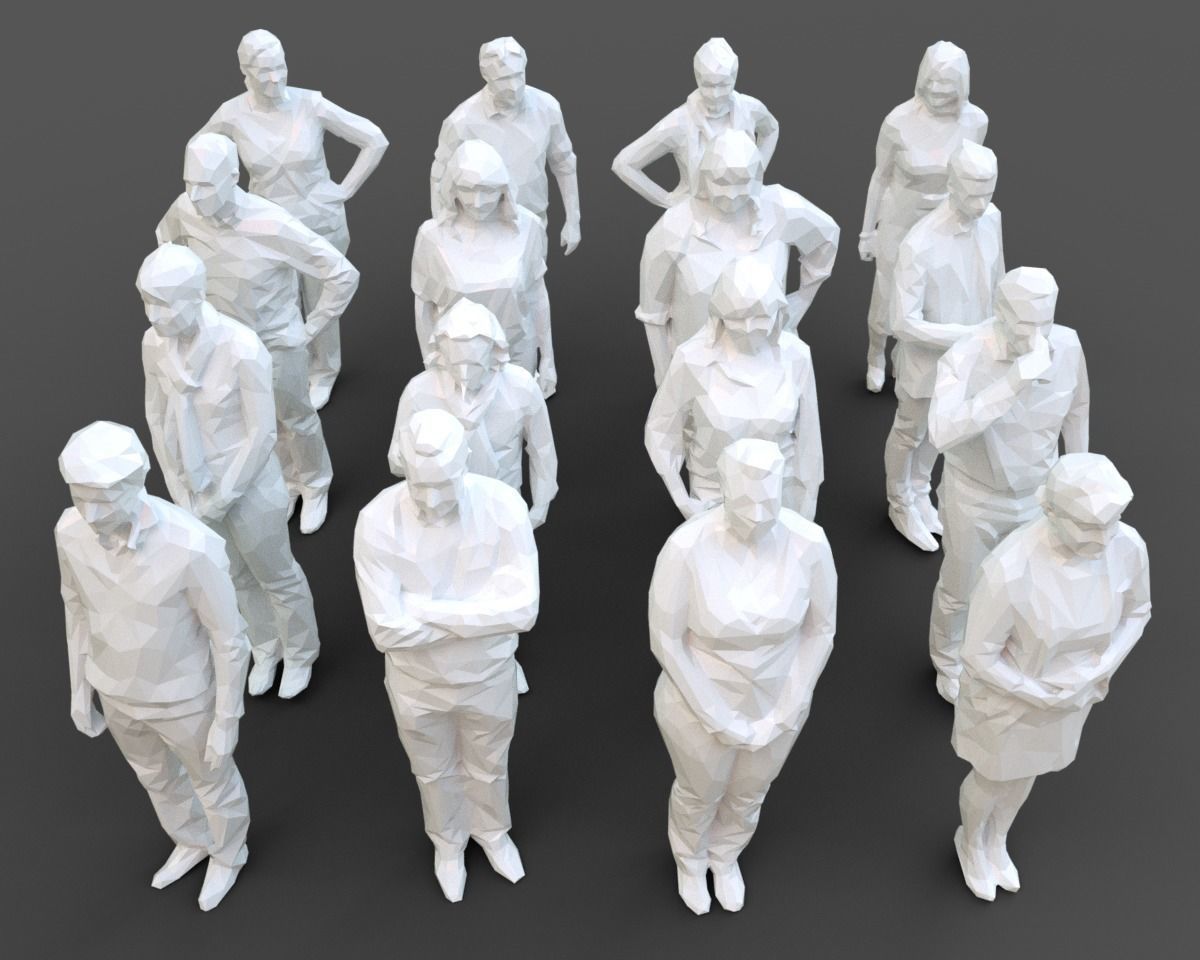 3D model 16 Stylized Human Statues Pack V5 VR / AR / low-poly | CGTrader