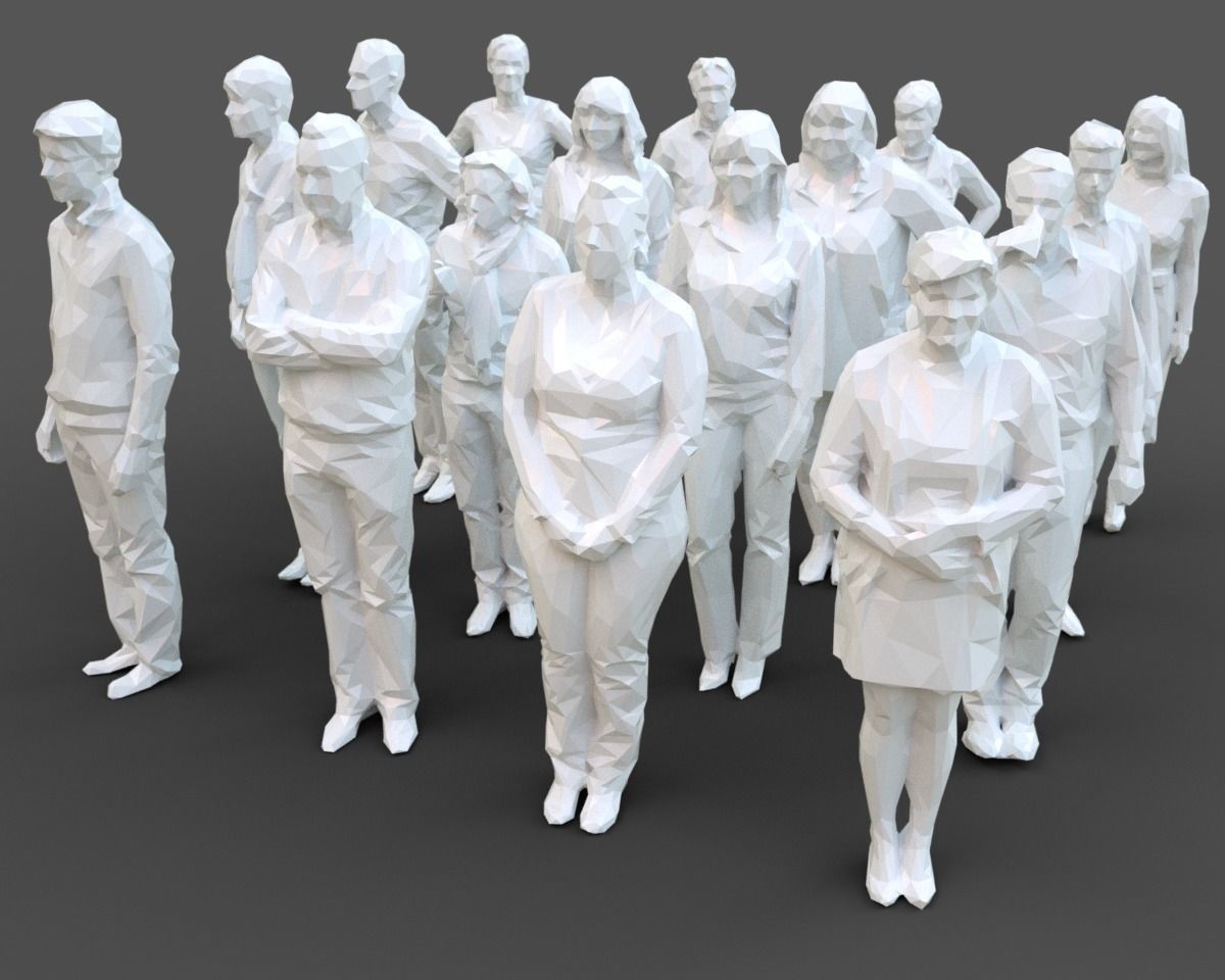 16 Stylized Human Statues Pack V5 Low-poly 3D model_0