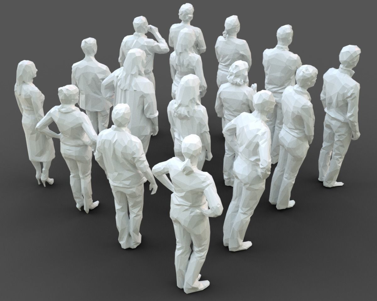 16 Stylized Human Statues Pack V5 Low-poly 3D model_2