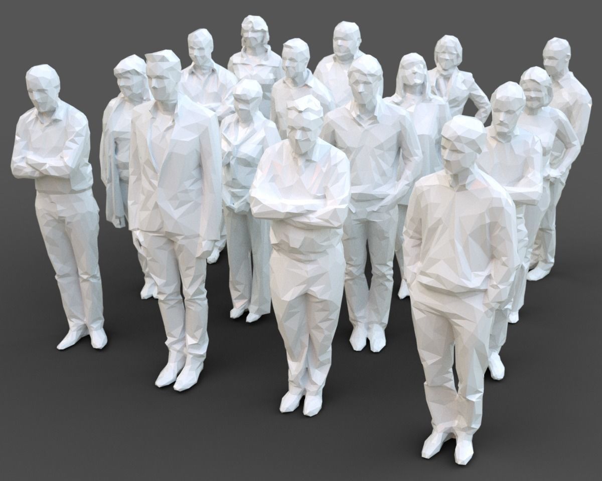 16 Stylized Human Statues Pack V6 Low-poly 3D model_0