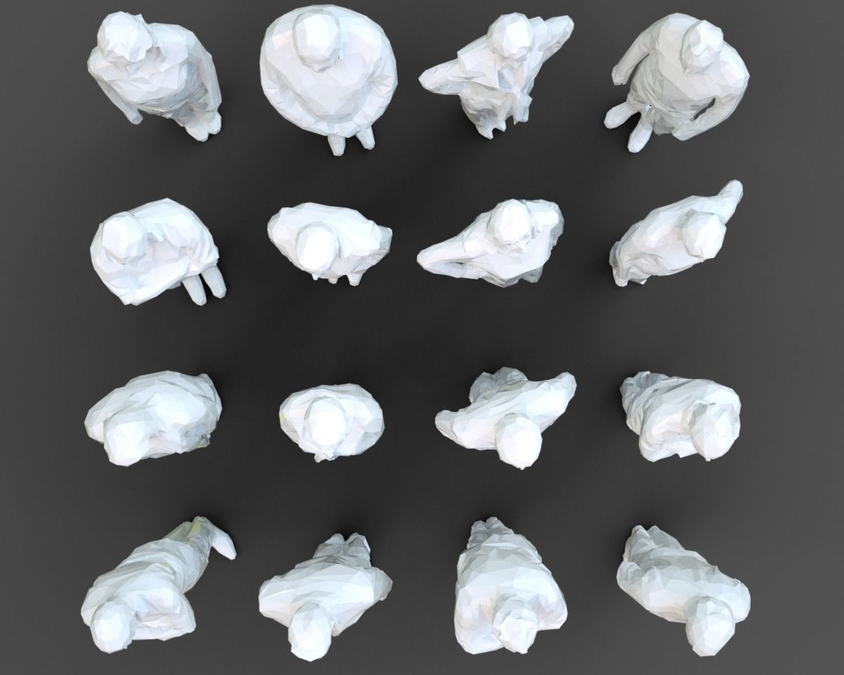 16 Stylized Human Statues Pack V6 Low-poly 3D model_2