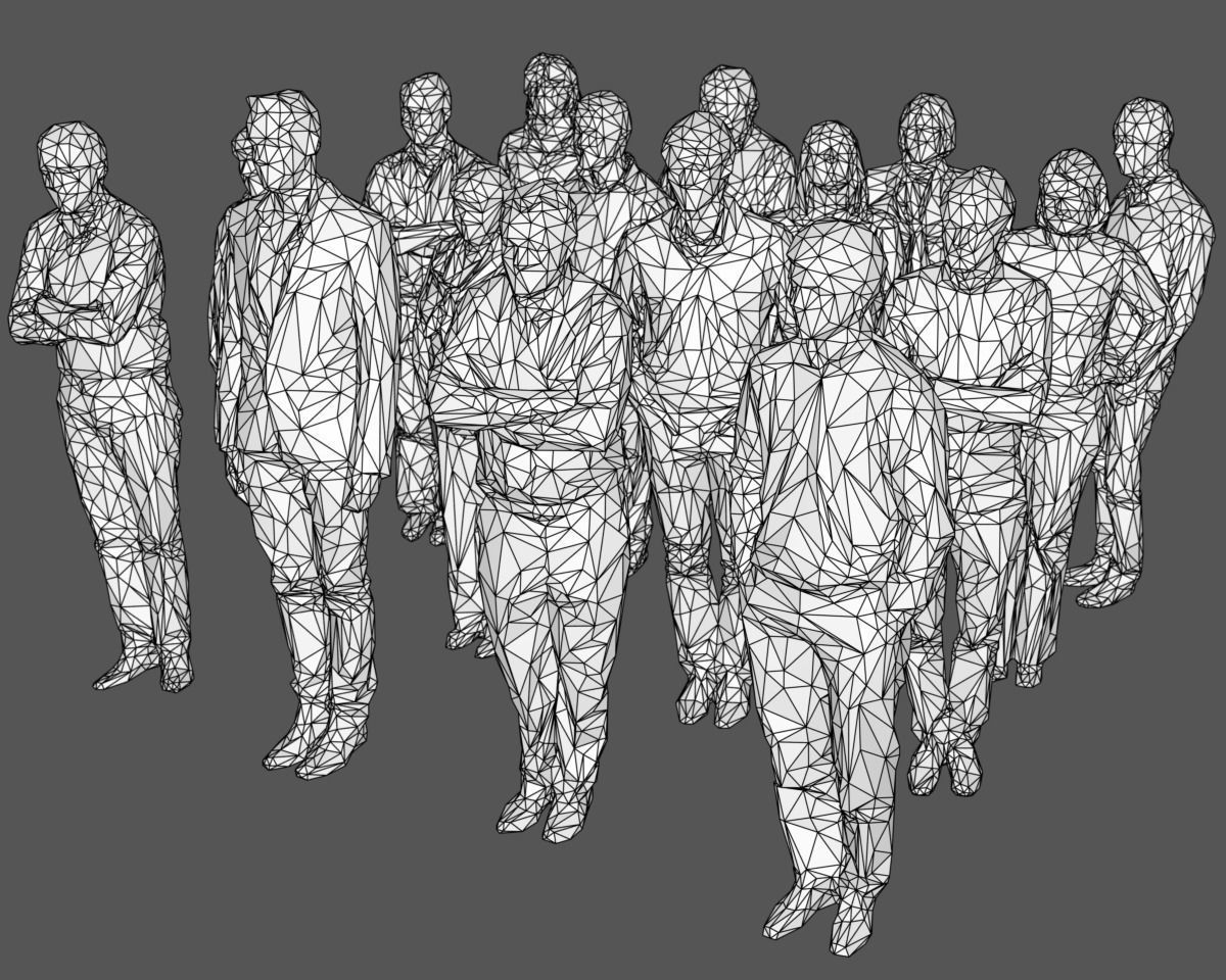 16 Stylized Human Statues Pack V6 Low-poly 3D model_6