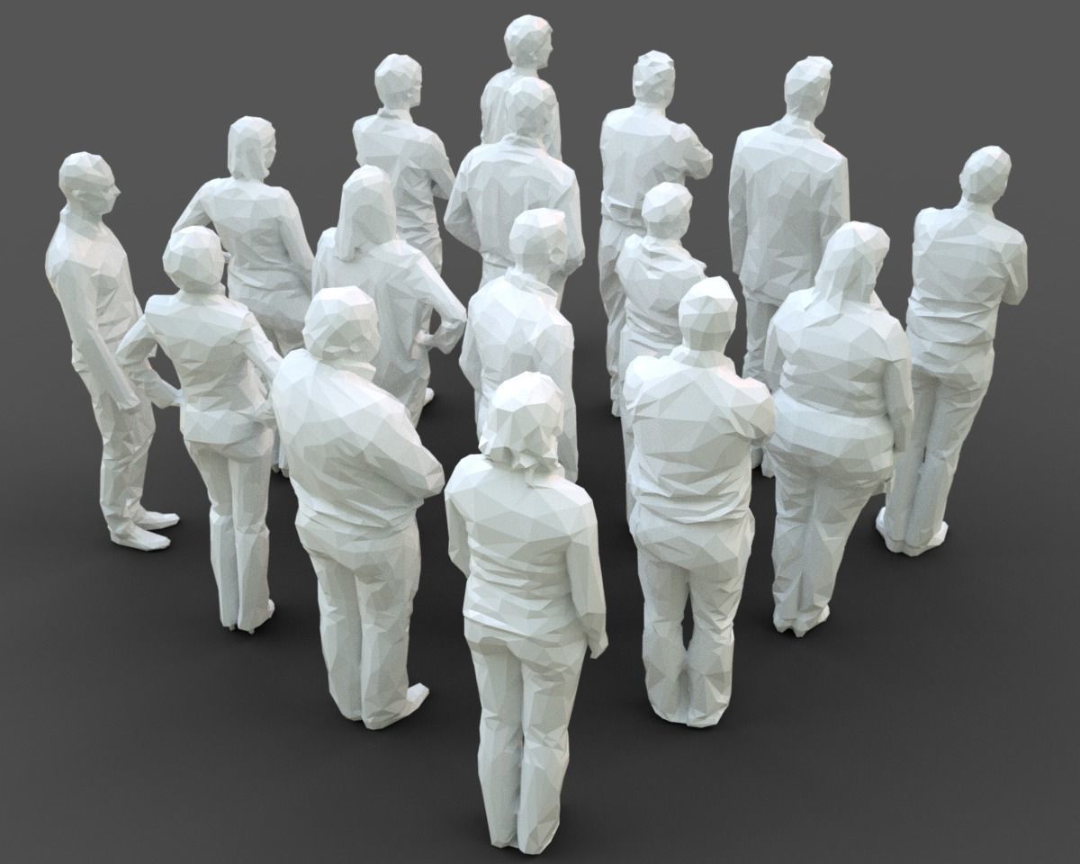 16 Stylized Human Statues Pack V6 Low-poly 3D model_4