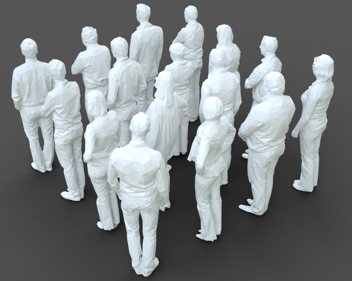 16 Stylized Human Statues Pack V6 Low-poly 3D model_1