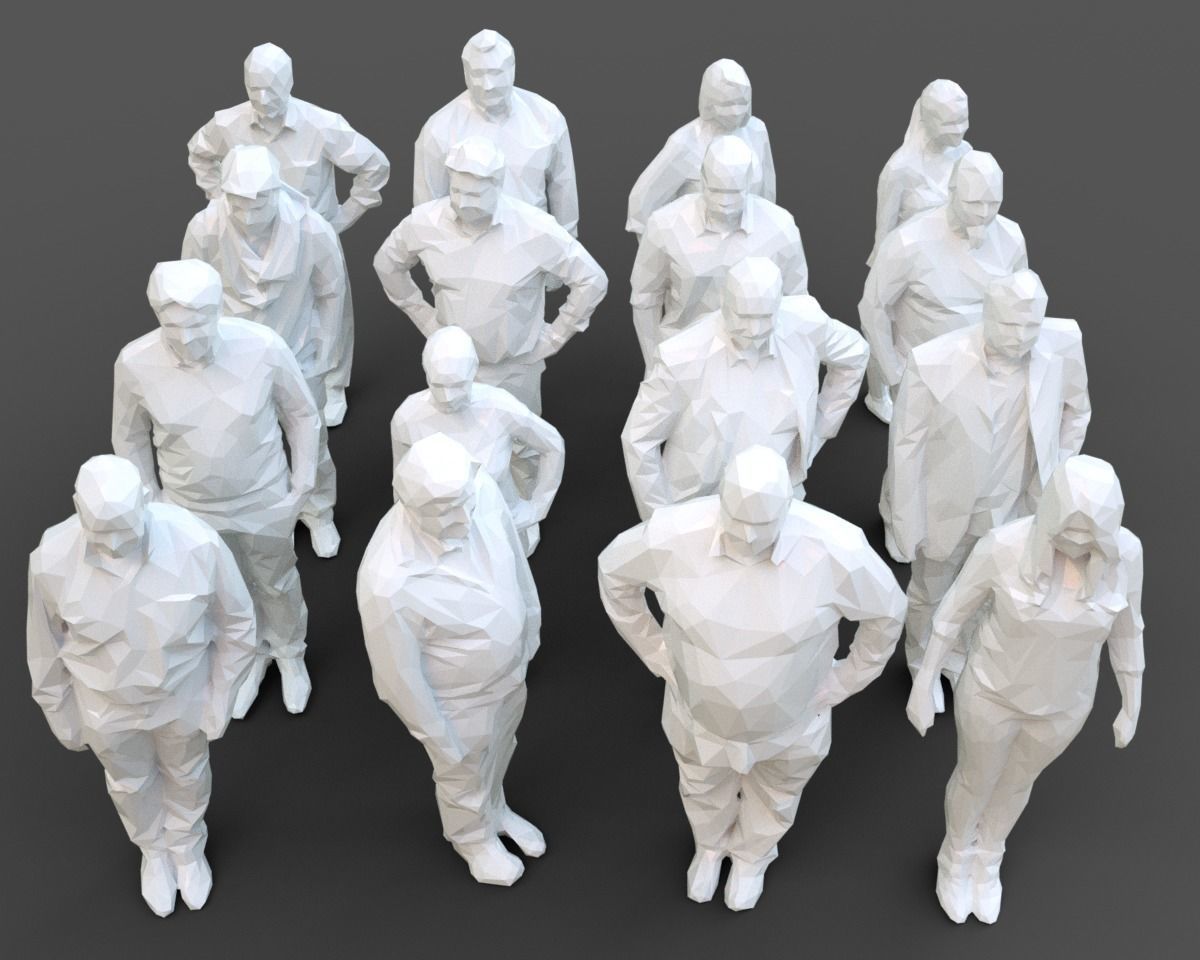 3D model 16 Stylized Human Statues Pack V7 VR / AR / low-poly | CGTrader