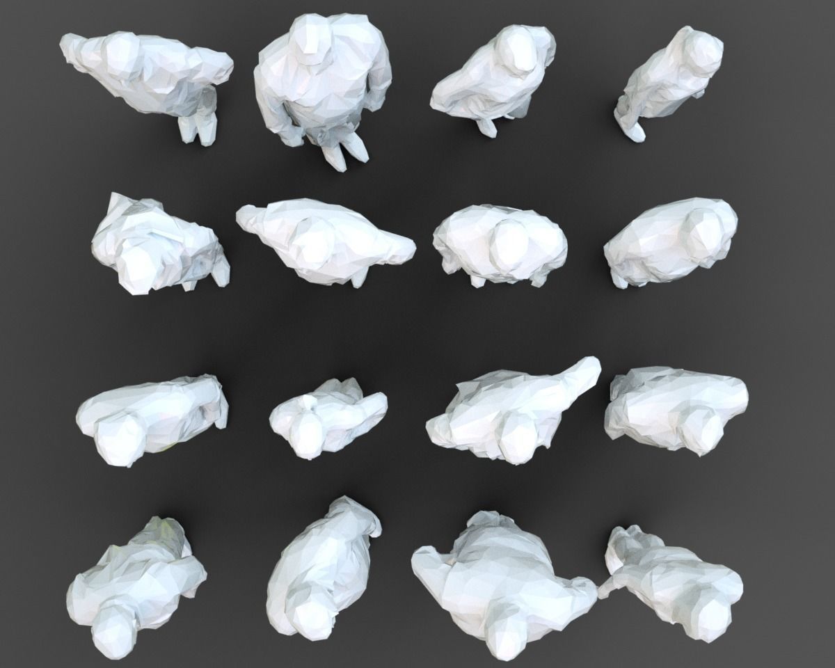 3D model 16 Stylized Human Statues Pack V7 VR / AR / low-poly | CGTrader