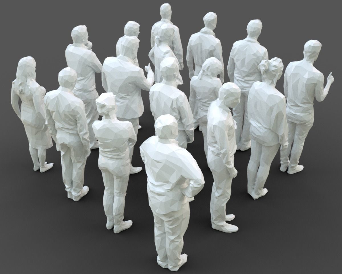 16 Stylized Human Statues Pack V8 Low-poly 3D model_3